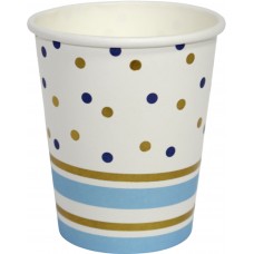 Стакан паперовий "Золото, блакитні полоси, горох"(10)