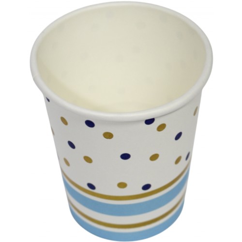 Стакан паперовий "Золото, блакитні полоси, горох"(10)