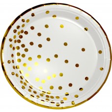 Тарілка паперова, d-230мм,біла золотий горох(10)
