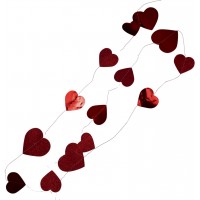 Гірлянда декор "Серце" червоне метал глітер №16226(12)