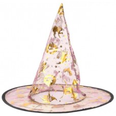 Капелюх відьми "Гарбузи" рожевий №210825-002