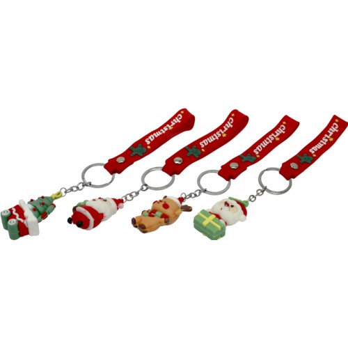 Брелок гумовий "Новорічний" зі стрічкою мікс №BT-3288(12)
