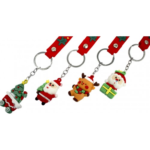 Брелок гумовий "Новорічний" зі стрічкою мікс №BT-3288(12)