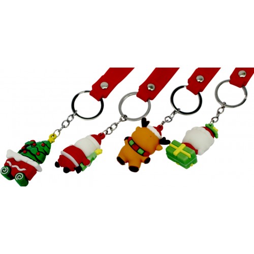 Брелок гумовий "Новорічний" зі стрічкою мікс №BT-3288(12)