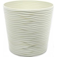 Горщик квітковий пластиковий "Ф'южн" 20х18см 3,5л біла троянда,низький,зі вставкою/Алеана/