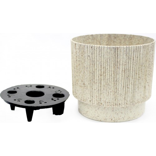 Горщик квітковий пласт."Осло" d16х14см 1,9л біла троянда wood,зі вставкою №5624/Алеана/(8)