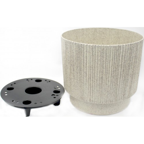 Горщик квітковий пласт."Осло"d20х17,5см3,8л біла троянда wood,зі вставкою№5655/Алеана/(12)