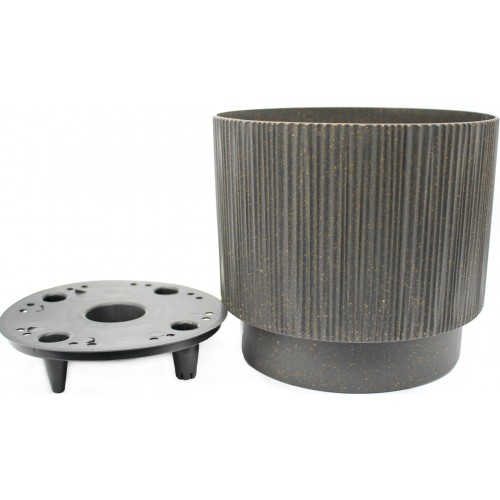 Горщик квітковий пласт. "Осло" d20х17,5см 3,8л граніт wood,зі вставкою №5662/Алеана/(12)