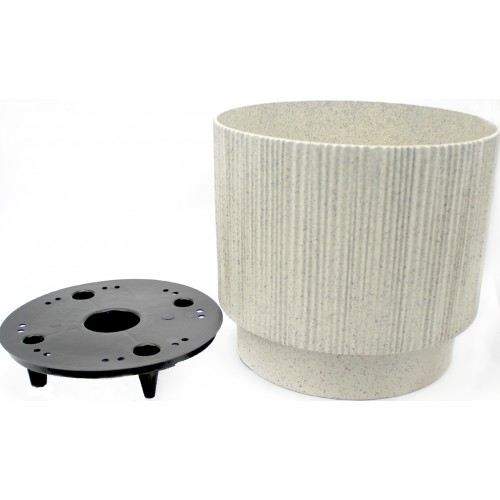 Горщик квітковий пласт."Осло"d24х21см 6,3л біла троянда wood,зі вставкою №5686/Алеана/(12)