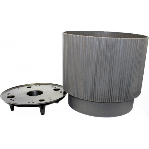 Горщик квітковий пласт. "Осло" d24х21см 6,3л граніт wood,зі вставкою №5693/Алеана/(12)