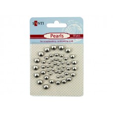 Набор жемчужин самоклеящихся Santi 50 шт серебристый 952638