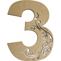 Заготовка фанера Цифра-завитушка 3 h20см