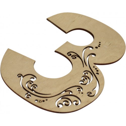 Заготовка фанера Цифра-завитушка 3 h20см
