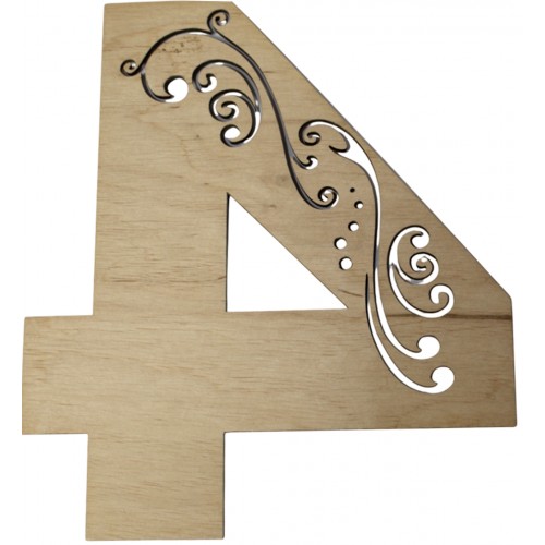 Заготовка фанера Цифра-завитушка 4 h20см