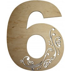 Заготовка фанера Цифра-завитушка 6 h20см