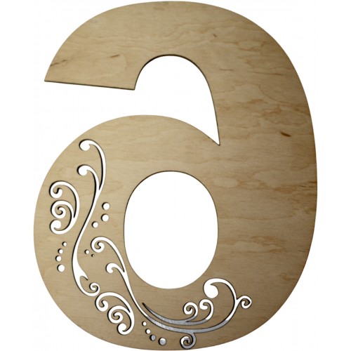 Заготовка фанера Цифра-завитушка 6 h20см