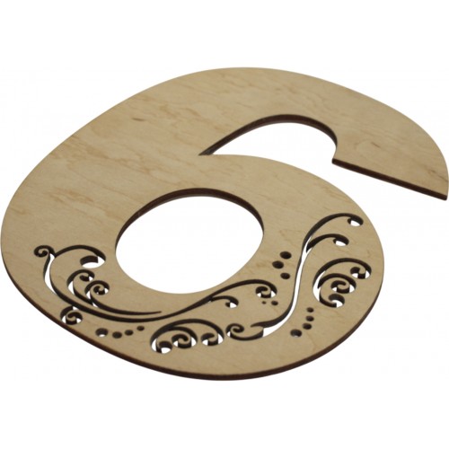 Заготовка фанера Цифра-завитушка 6 h20см