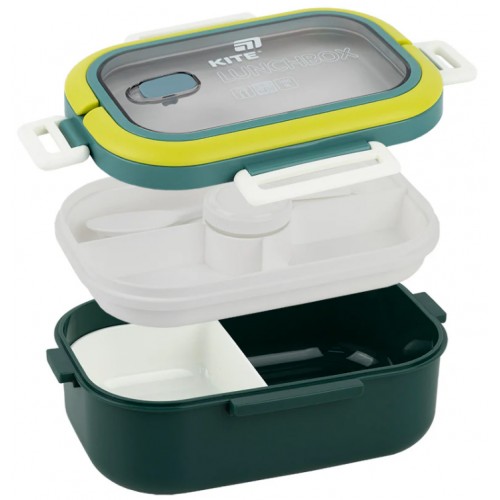 Ланч бокс пласт. "Kite" 1100мл з розділювачем,з наповненням,зелений №K25-1182-3