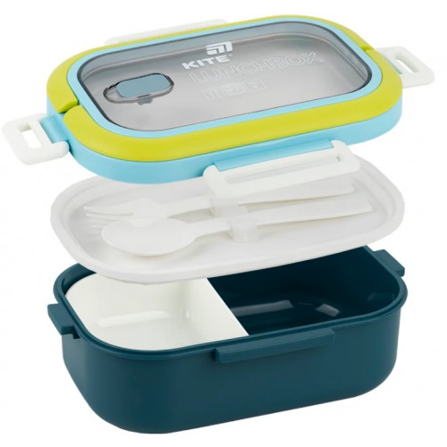 Ланч бокс пласт. "Kite" 1100мл з розділювачем,з наповненням,синій №K25-1182-2