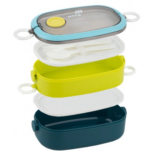Ланч бокс пласт. "Kite" 1600мл подвійний з наповненням,синій №K25-1181-2