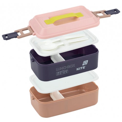 Ланч бокс пласт. "Kite" 2000мл подвійний з наповненням,бежевий №K25-1184-1