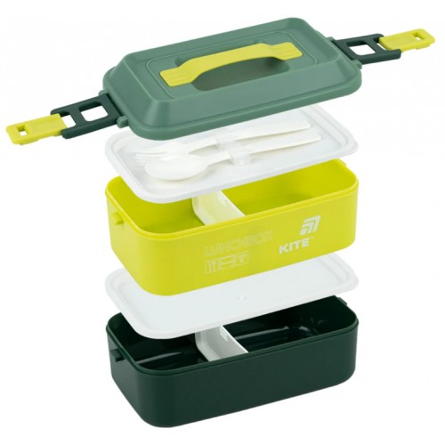 Ланч бокс пласт. "Kite" 2000мл подвійний з наповненням,зелений №K25-1184-3