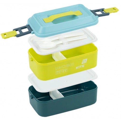 Ланч бокс пласт. "Kite" 2000мл подвійний з наповненням,синій №K25-1184-2