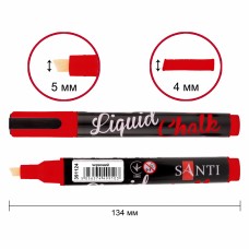 Маркер крейдовий "Santi" №391124 червоний 5мм(6)