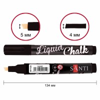 Маркер крейдовий "Santi" №391125 чорний 5мм(6)