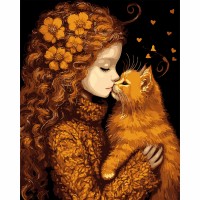 Картини по номерах "Santi" Дівчинка та кошеня 40х50см №955745
