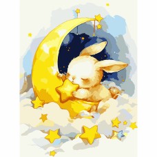 Картини по номерах "Santi" Зайченя з зірочкою 30х40см, LED підсвітка №956443