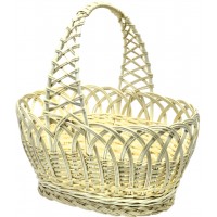 Кошик плетен. вибілений ажурна ручка 40х30х20см