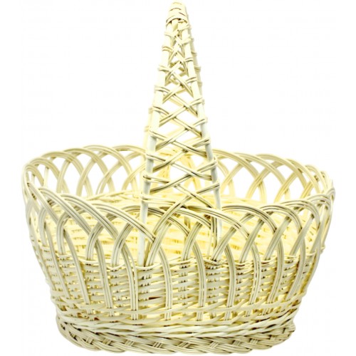 Кошик плетен. вибілений ажурна ручка 40х30х20см