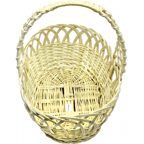 Кошик плетен. вибілений ажурна ручка 40х30х20см
