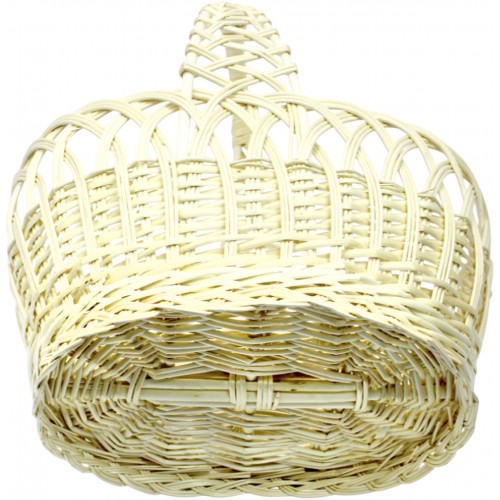 Кошик плетен. вибілений ажурна ручка 40х30х20см