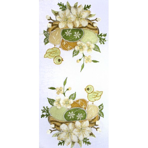 Великодня серветка "Крашанки з курчам" прямокут корич. обідок. 48х33см №30353(12)