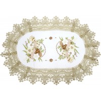 Великодня серветка "Крашанки в кошику" овальна 48х31см,коричневий обідок №30352(12)