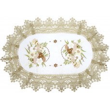 Великодня серветка "Крашанки в кошику" овальна 48х31см,коричневий обідок №30352(12)