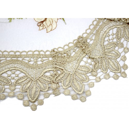 Великодня серветка "Крашанки в кошику" овальна 48х31см,коричневий обідок №30352(12)