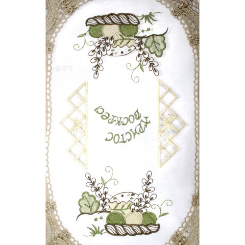 Великодня серветка "Христос Воскрес,крашанки з котиками" овал. 48х31см №80510-1(12)