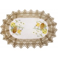 Великодня серветка "Христос Воскрес,крашанки з квітами" овал. 48х31см №10406(12)