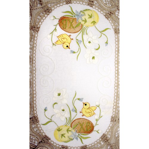 Великодня серветка "Христос Воскрес,крашанки з квітами" овал. 48х31см №10406(12)
