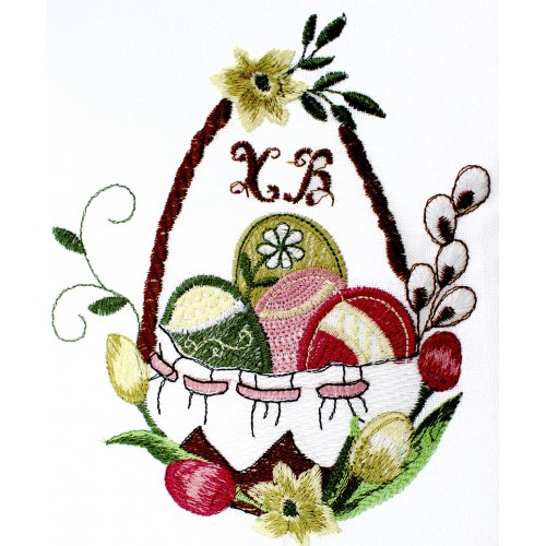 Великодня серветка "Христос Воскрес,крашанки в кошику" прямок. 62х44см №81357