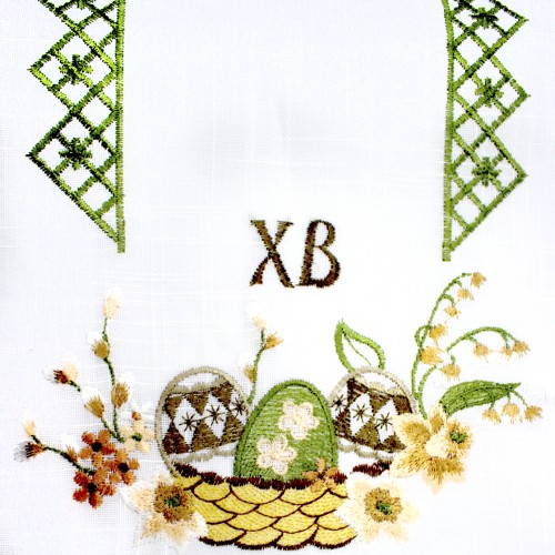 Великодня серветка "Христос Воскрес,крашанки в кошику" прямок. 62х44см №60264