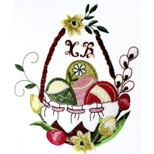 Великодня серветка "Христос Воскрес,крашанки в кошику" прямок. 62х44см №3589-200