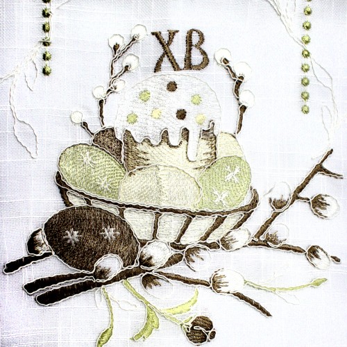 Великодня серветка "Христос Воскрес,паска з котиками" прямок. 62х44см №43255