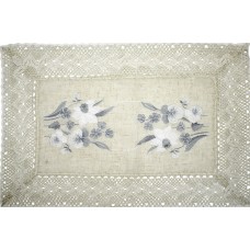 Великодня серветка "Крашанка в квітах" прямок. 62х44см мікс,кремовий обідок №43258