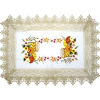 Великодня серветка "Паска з крашанками" прямок. 62х44см кремовий обідок №051