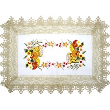 Великодня серветка "Паска з крашанками" прямок. 62х44см кремовий обідок №051