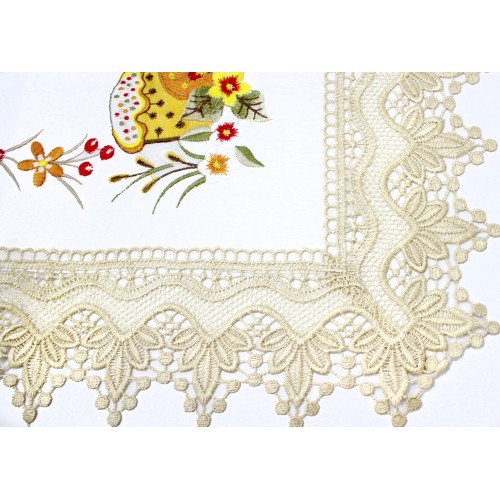 Великодня серветка "Паска з крашанками" прямок. 62х44см кремовий обідок №051